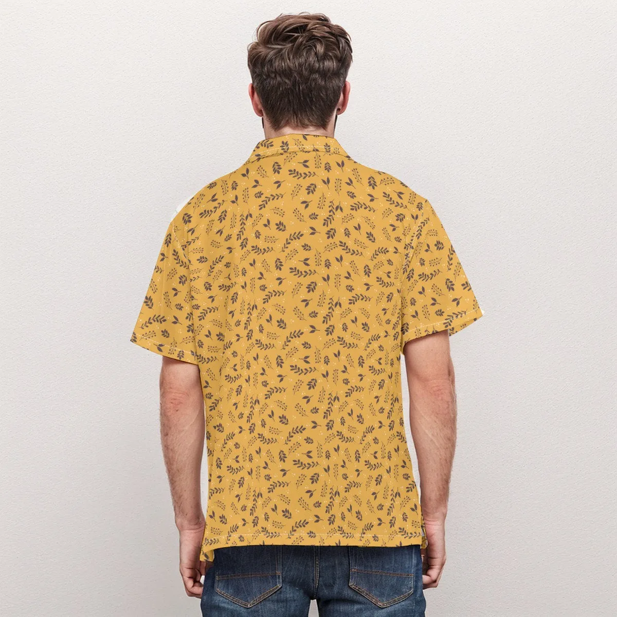 70s shirt Style, 70s Style Shirt, Retro Shirt Men, Yellow Brown floral Shirt, Boho Shirt men, Hipster shirt men, Retro Hawaiian Shirt Men