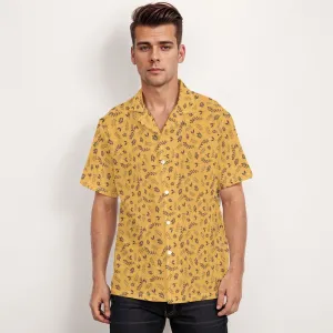 70s shirt Style, 70s Style Shirt, Retro Shirt Men, Yellow Brown floral Shirt, Boho Shirt men, Hipster shirt men, Retro Hawaiian Shirt Men