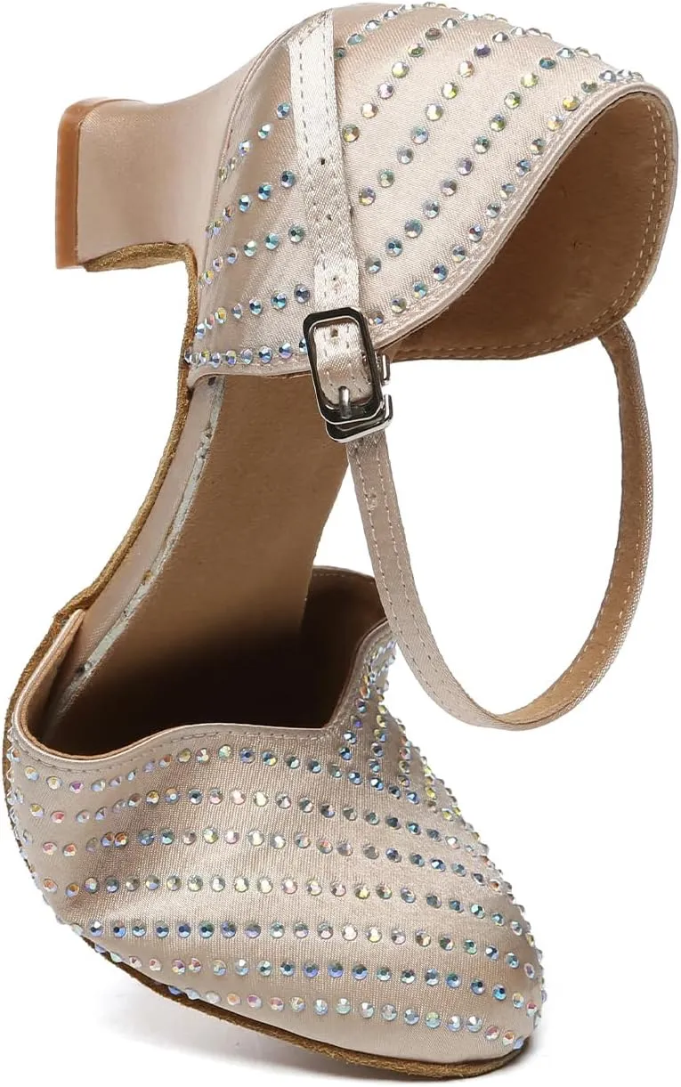 AOQUNFS Closed Toe Latin Ballroom Dance Shoes Women Pumps Practice Performance Dancing Shoes