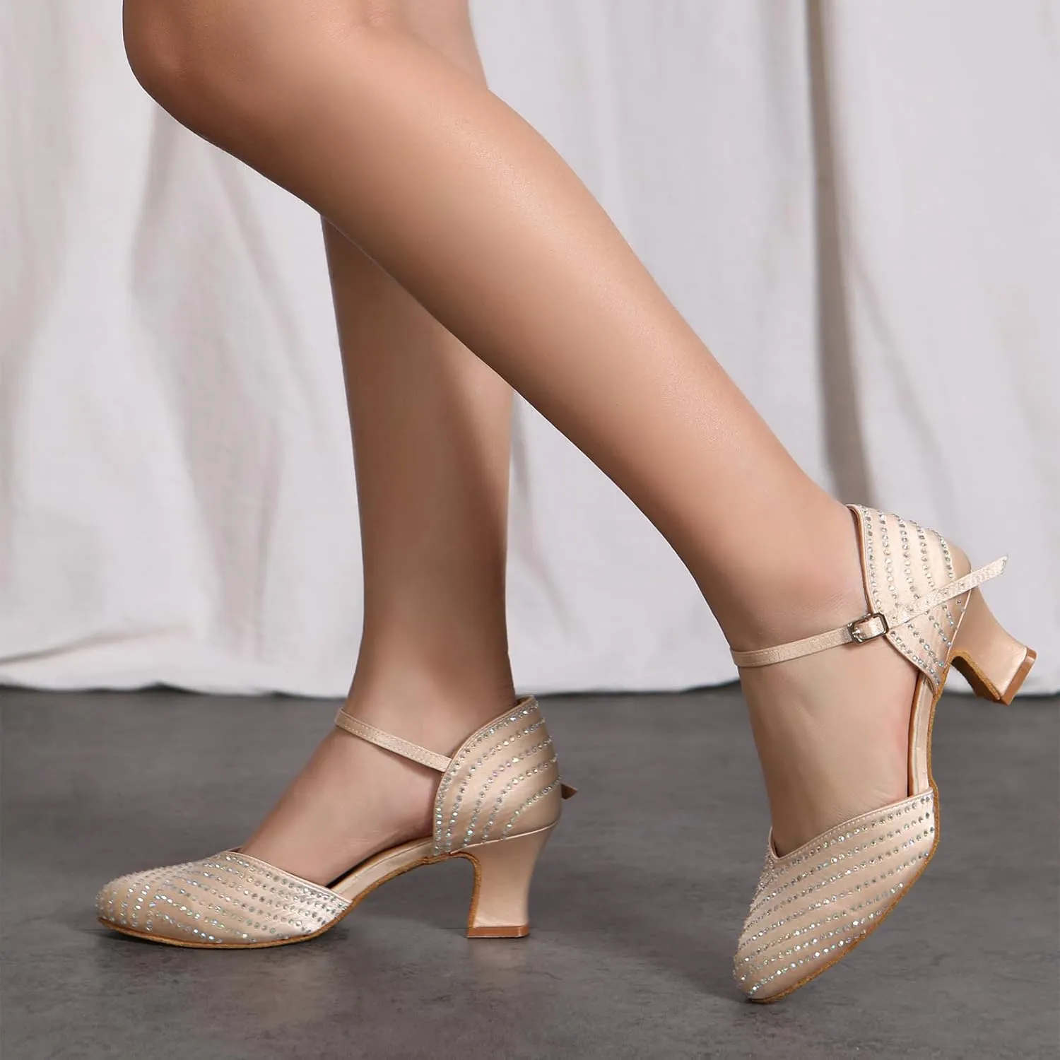 AOQUNFS Closed Toe Latin Ballroom Dance Shoes Women Pumps Practice Performance Dancing Shoes