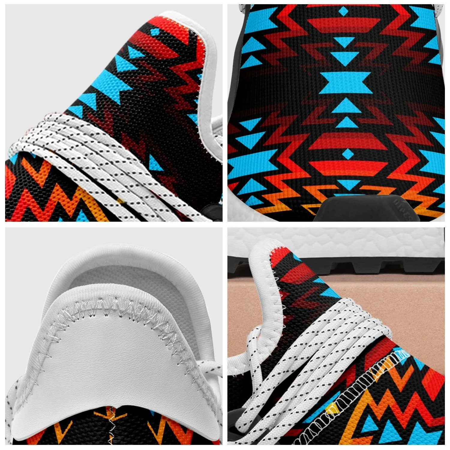 Black Fire and Turquoise Okaki Sneakers