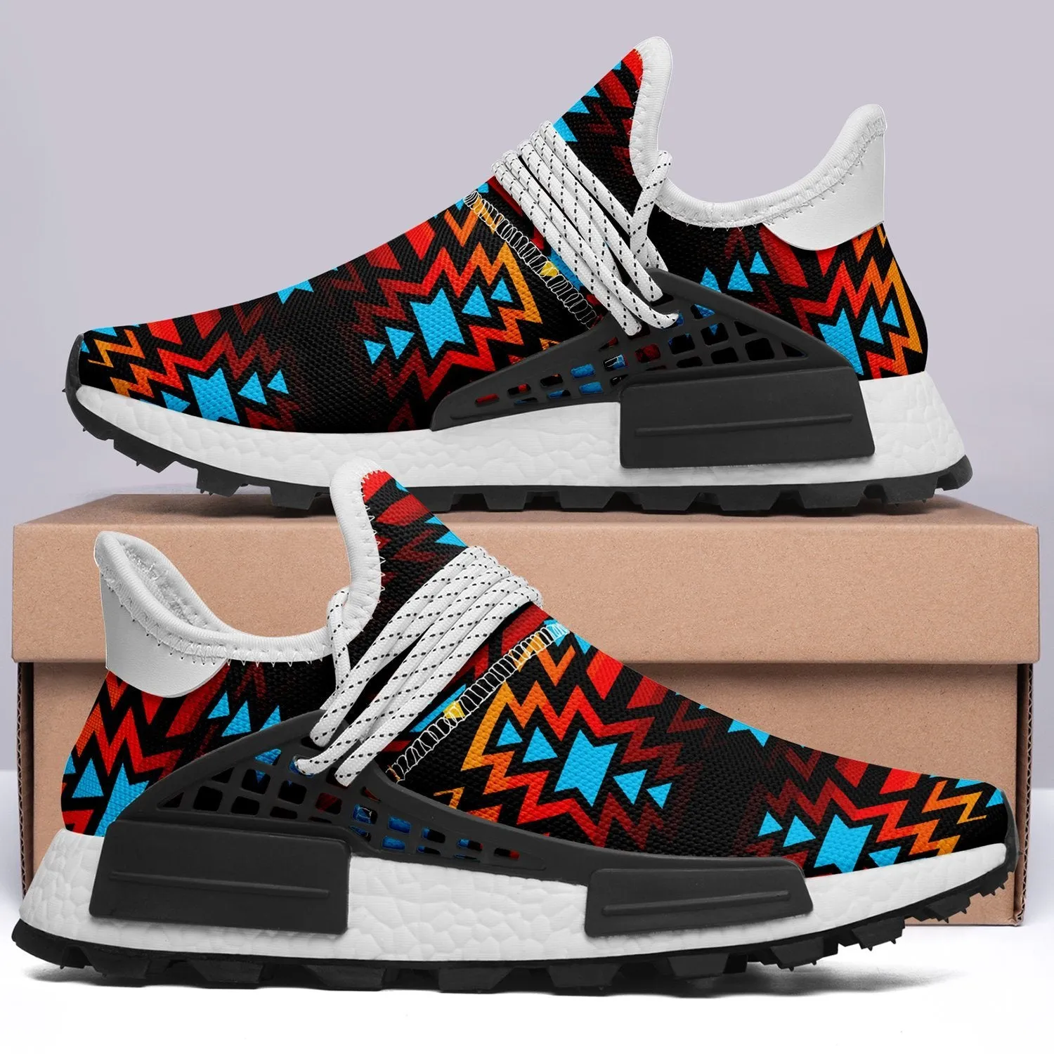 Black Fire and Turquoise Okaki Sneakers