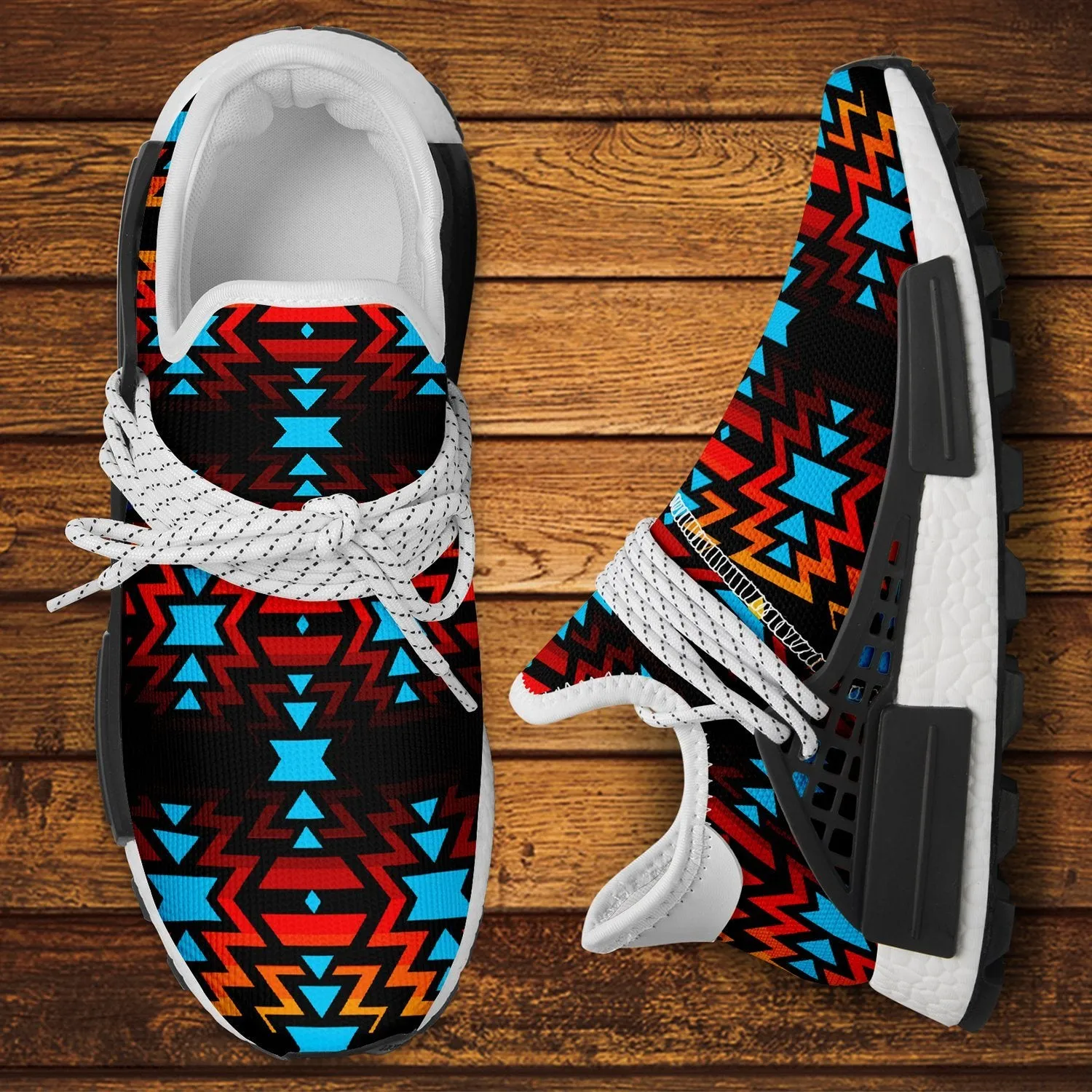 Black Fire and Turquoise Okaki Sneakers
