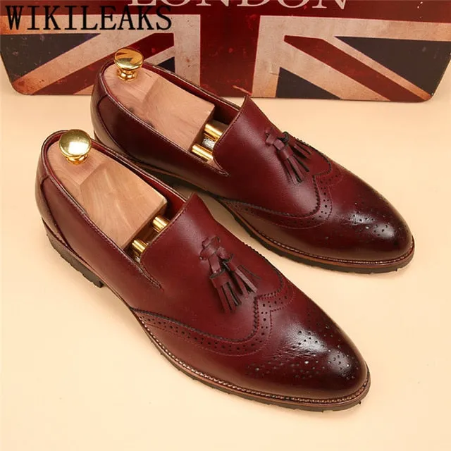 Brogue Shoes Men Formal Classic Shoes Men Oxford Coiffeur Italian Official Shoes Men Elegant Brand Sepatu Slip On Pria Ayakkabi