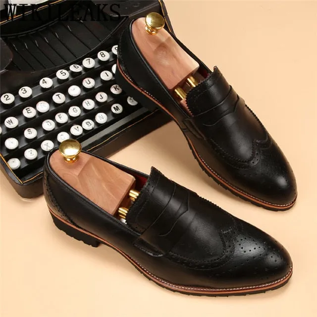 Brogue Shoes Men Formal Classic Shoes Men Oxford Coiffeur Italian Official Shoes Men Elegant Brand Sepatu Slip On Pria Ayakkabi