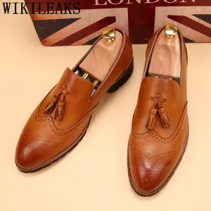 Brogue Shoes Men Formal Classic Shoes Men Oxford Coiffeur Italian Official Shoes Men Elegant Brand Sepatu Slip On Pria Ayakkabi