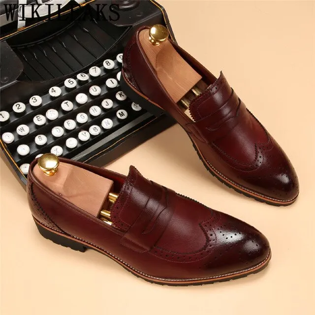Brogue Shoes Men Formal Classic Shoes Men Oxford Coiffeur Italian Official Shoes Men Elegant Brand Sepatu Slip On Pria Ayakkabi