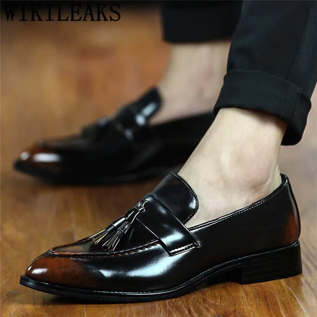 Brogue Shoes Men Formal Classic Shoes Men Oxford Coiffeur Italian Official Shoes Men Elegant Brand Sepatu Slip On Pria Ayakkabi