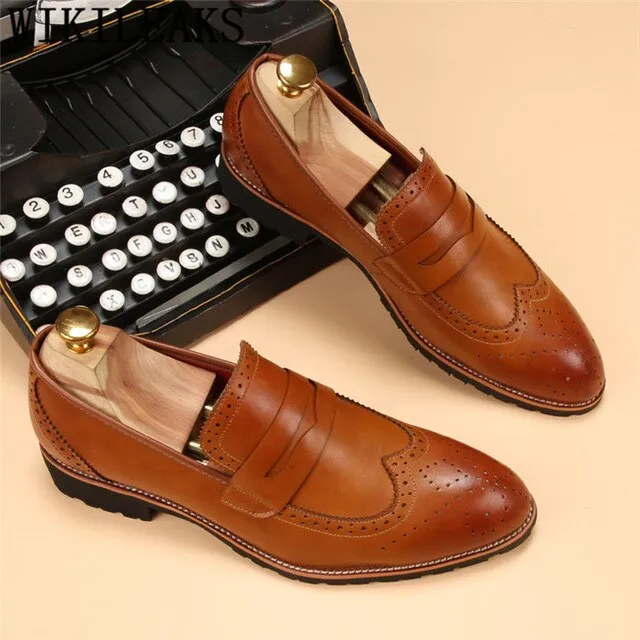 Brogue Shoes Men Formal Classic Shoes Men Oxford Coiffeur Italian Official Shoes Men Elegant Brand Sepatu Slip On Pria Ayakkabi