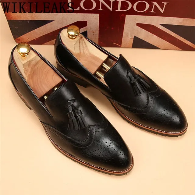 Brogue Shoes Men Formal Classic Shoes Men Oxford Coiffeur Italian Official Shoes Men Elegant Brand Sepatu Slip On Pria Ayakkabi