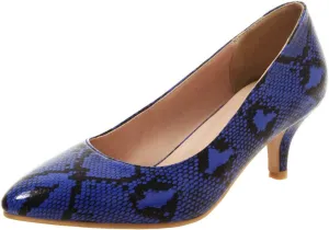 Caradise Womens Low Kitten Heel Snakeskin Pumps Closed Pointed Toe Dress Shoes