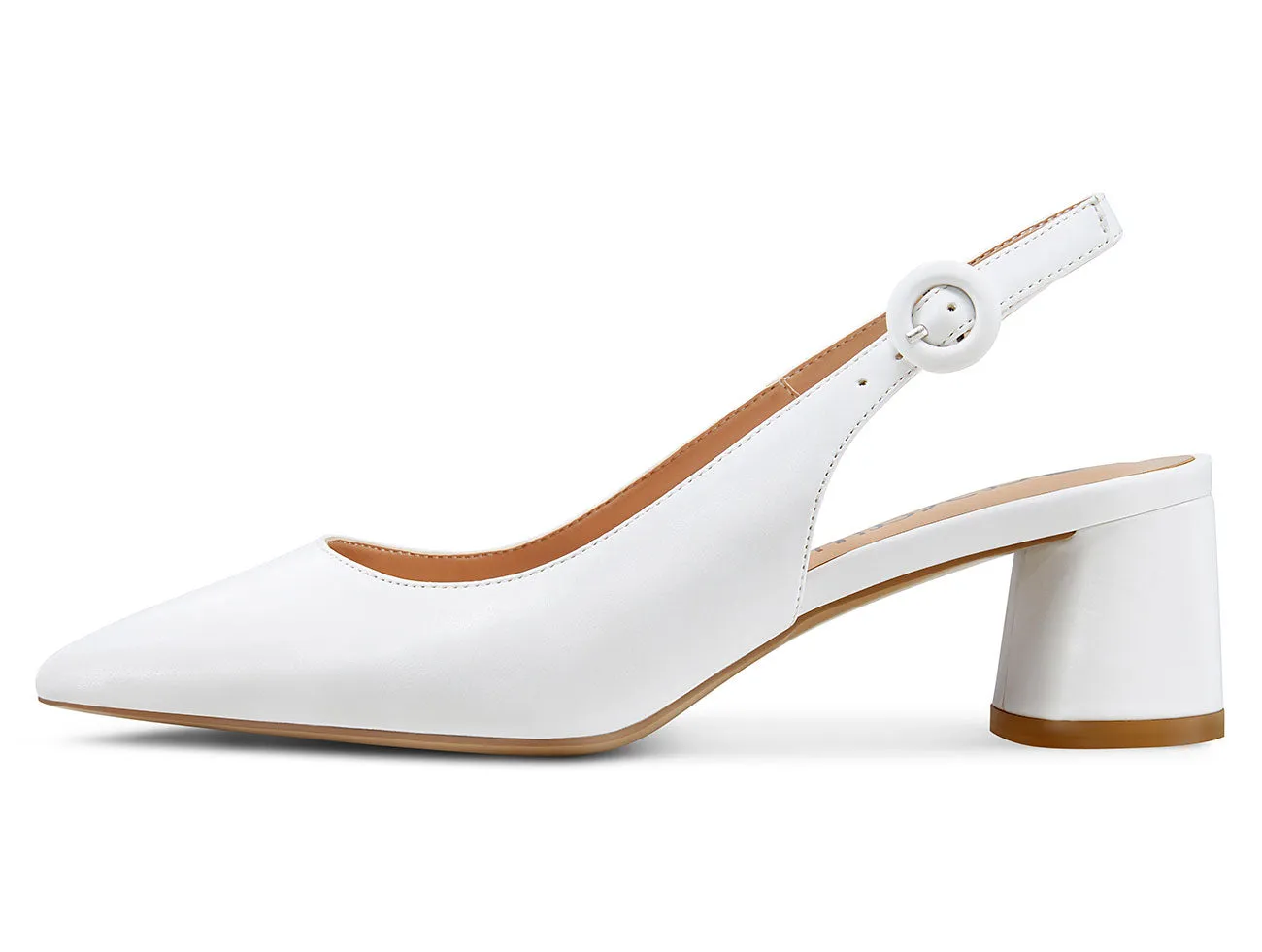 CASTAMERE Womens Chunky Block Heels Slingback Pumps Slip-on Pointy Toe 5CM Heel Sandals