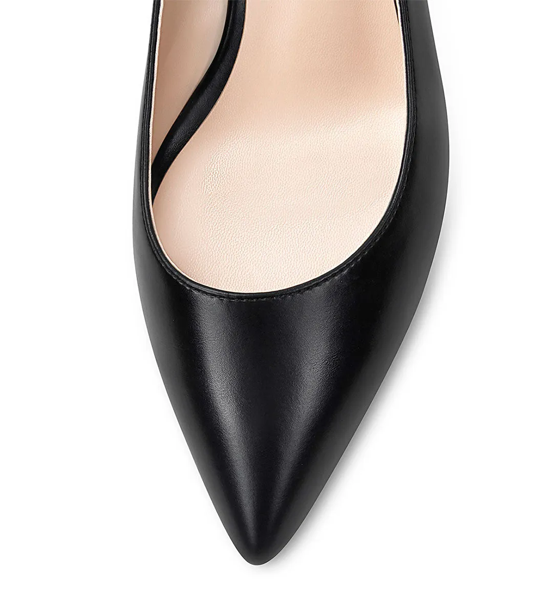 CASTAMERE Womens Chunky Block Heels Slingback Pumps Slip-on Pointy Toe 5CM Heel Sandals