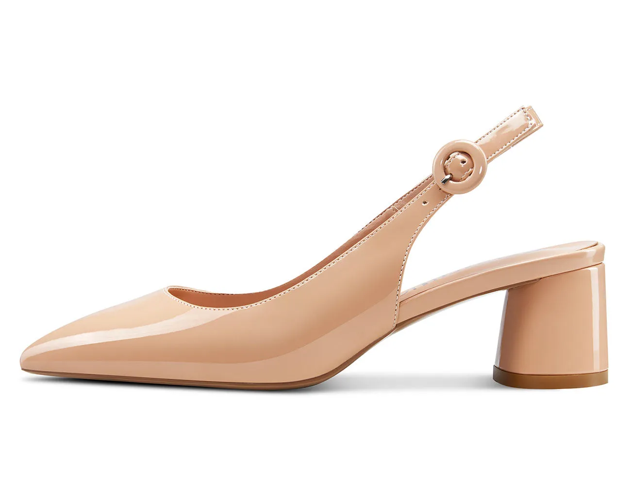 CASTAMERE Womens Chunky Block Heels Slingback Pumps Slip-on Pointy Toe 5CM Heel Sandals