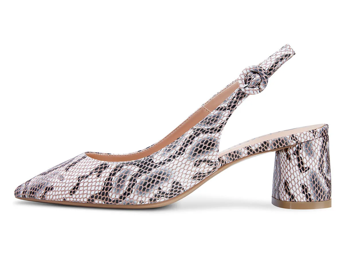 CASTAMERE Womens Chunky Block Heels Slingback Pumps Slip-on Pointy Toe 5CM Heel Sandals