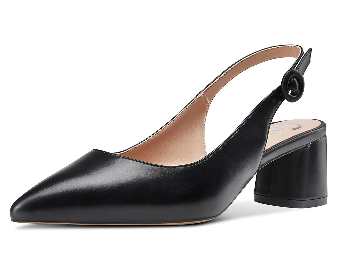 CASTAMERE Womens Chunky Block Heels Slingback Pumps Slip-on Pointy Toe 5CM Heel Sandals