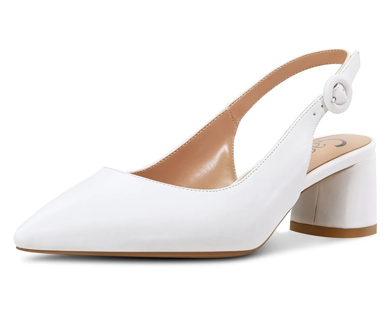 CASTAMERE Womens Chunky Block Heels Slingback Pumps Slip-on Pointy Toe 5CM Heel Sandals