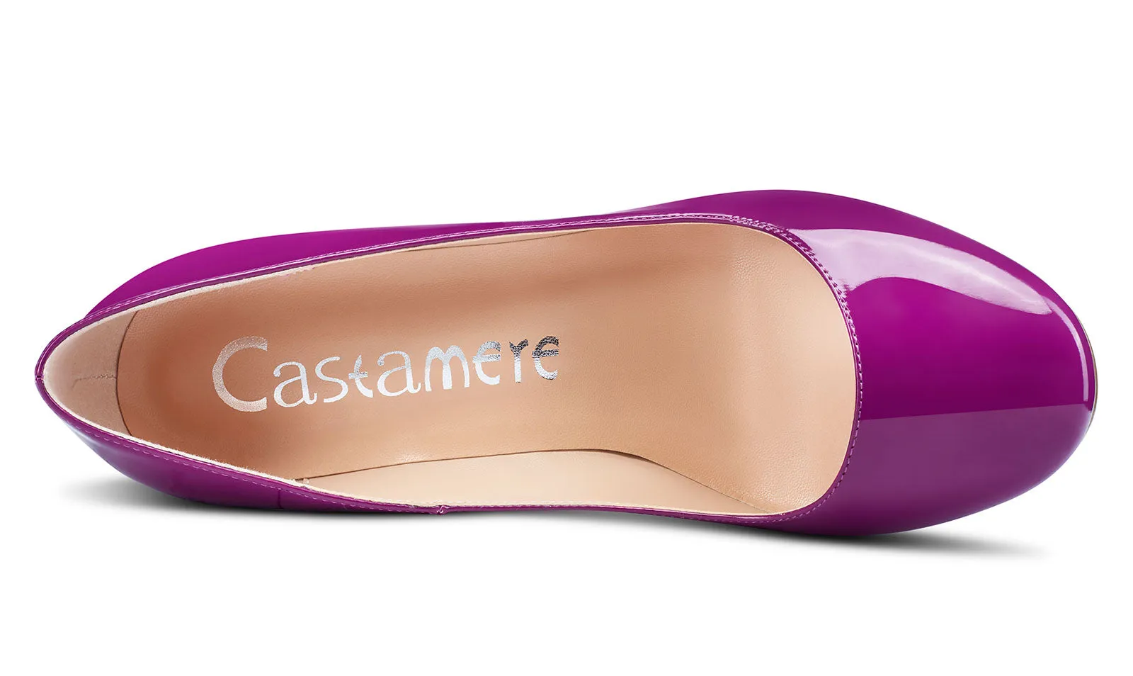 CASTAMERE Womens High Heels Round Toe Pumps Slip-on 10CM Chunky Block Heel Office