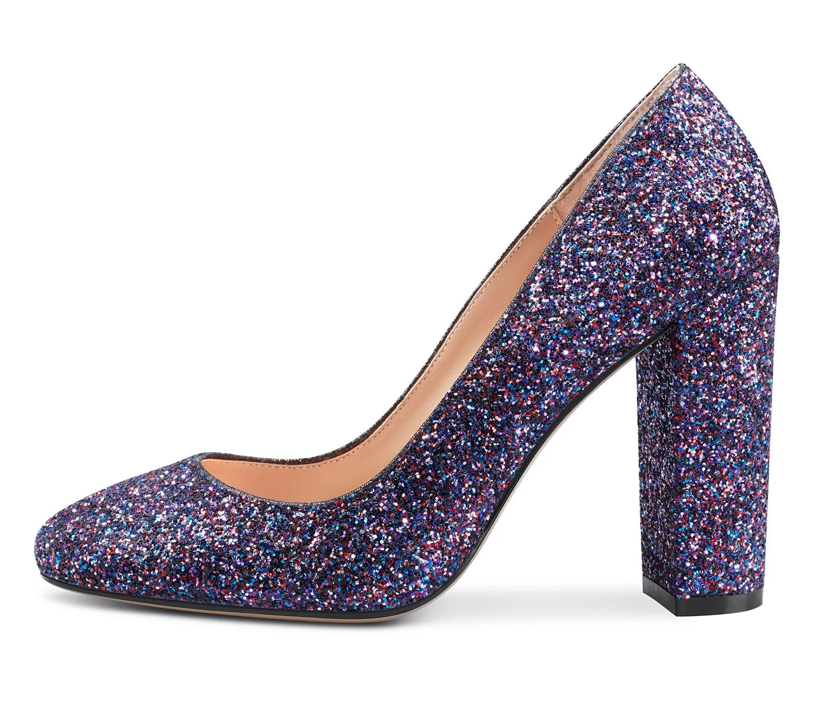 CASTAMERE Womens High Heels Round Toe Pumps Slip-on 10CM Chunky Block Heel Office