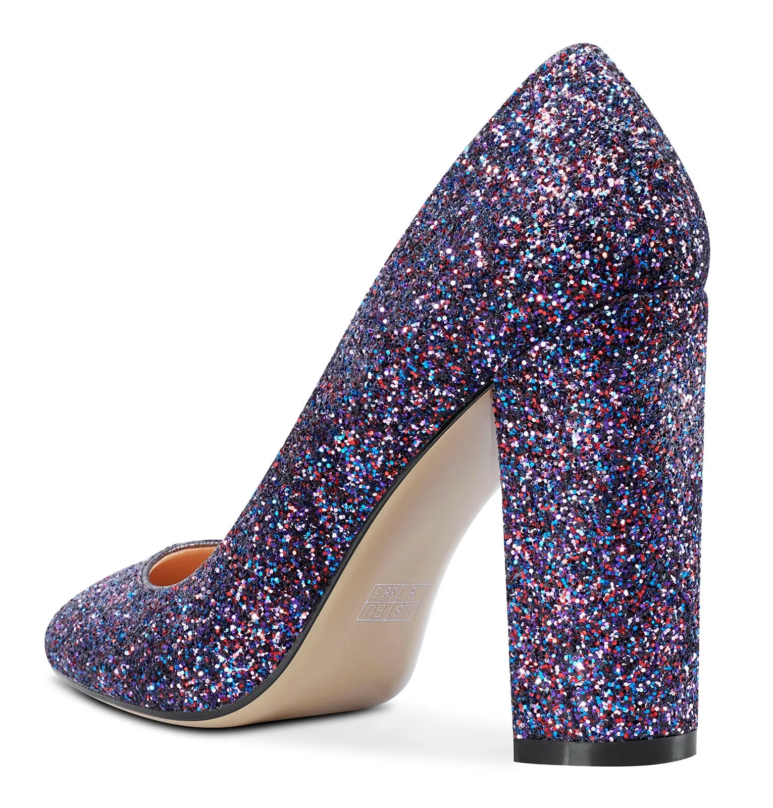 CASTAMERE Womens High Heels Round Toe Pumps Slip-on 10CM Chunky Block Heel Office