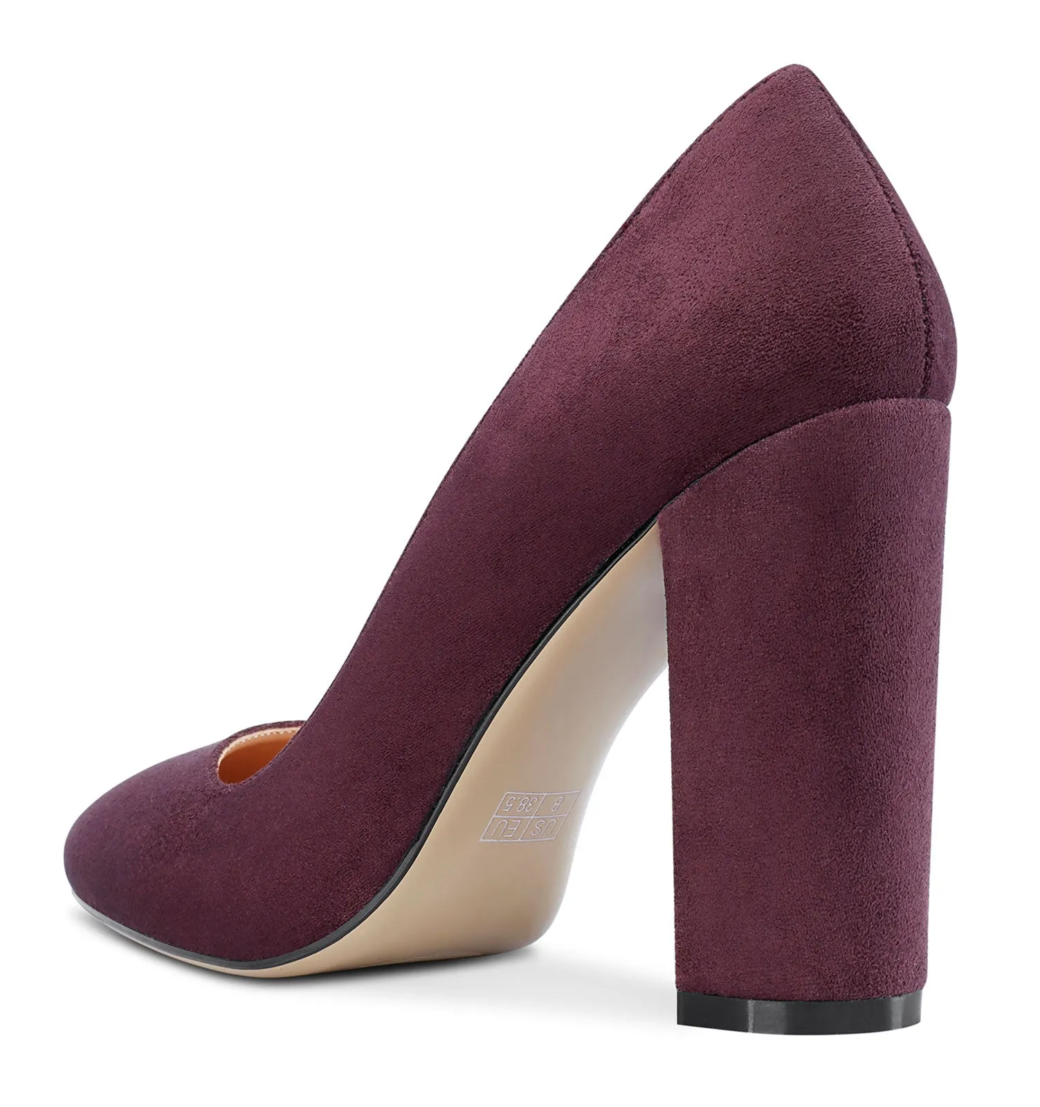 CASTAMERE Womens High Heels Round Toe Pumps Slip-on 10CM Chunky Block Heel Office