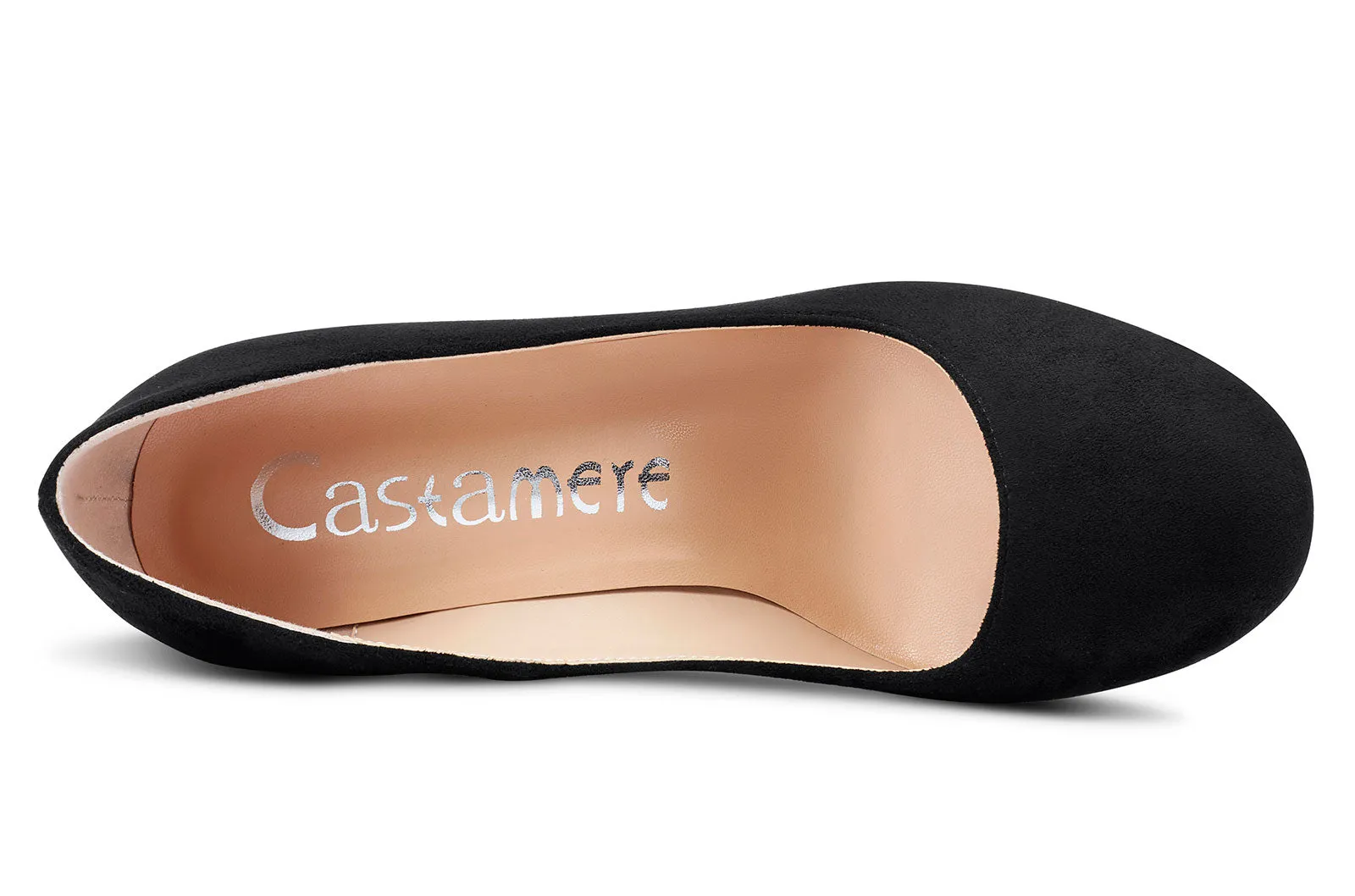 CASTAMERE Womens High Heels Round Toe Pumps Slip-on 10CM Chunky Block Heel Office