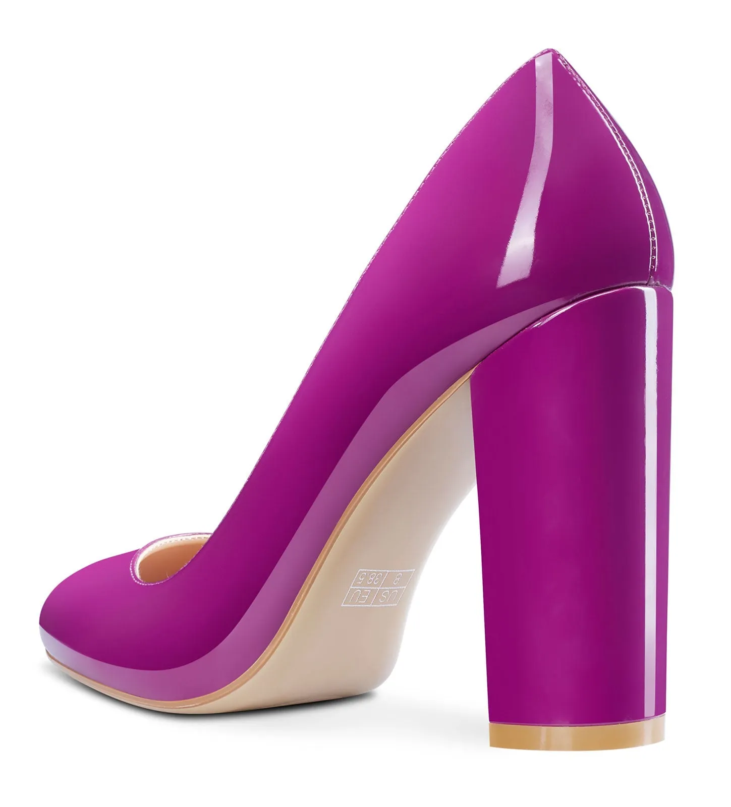 CASTAMERE Womens High Heels Round Toe Pumps Slip-on 10CM Chunky Block Heel Office