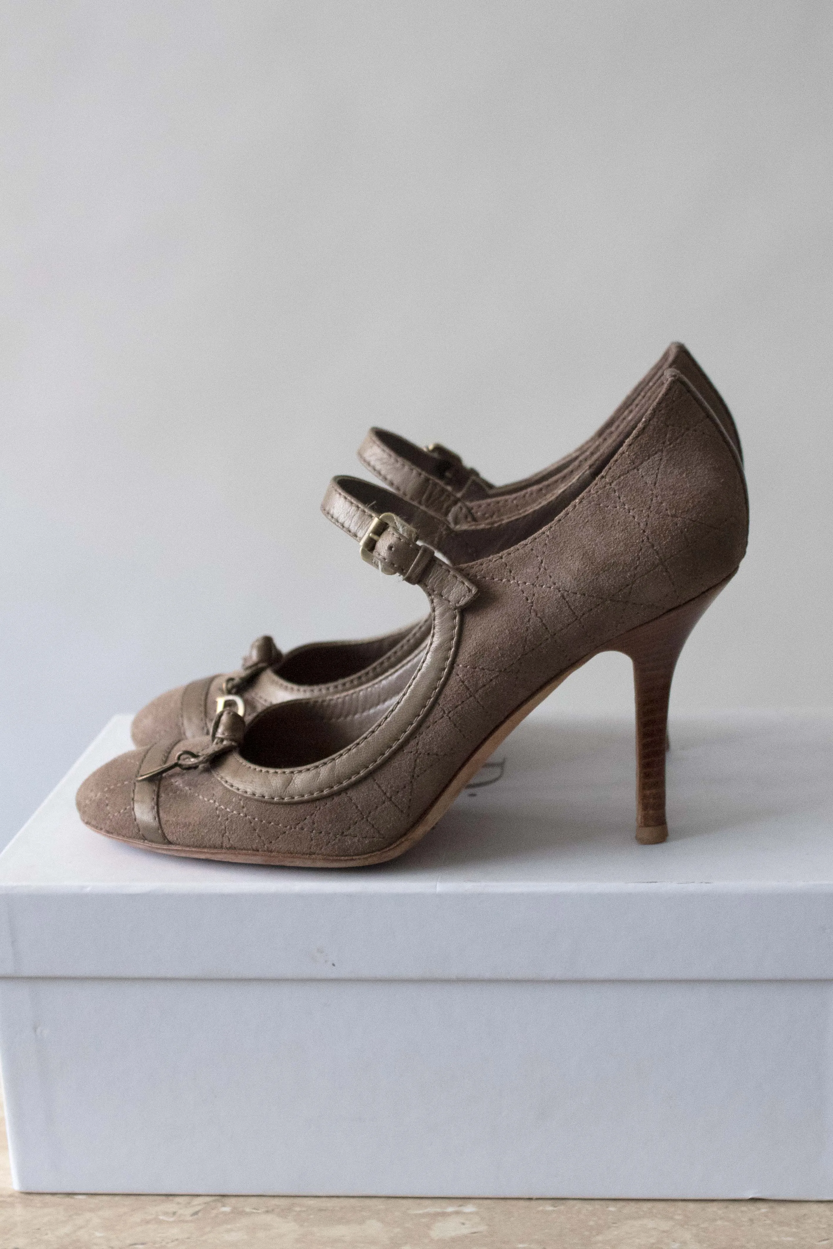 Christian Dior Grey Suede Heels