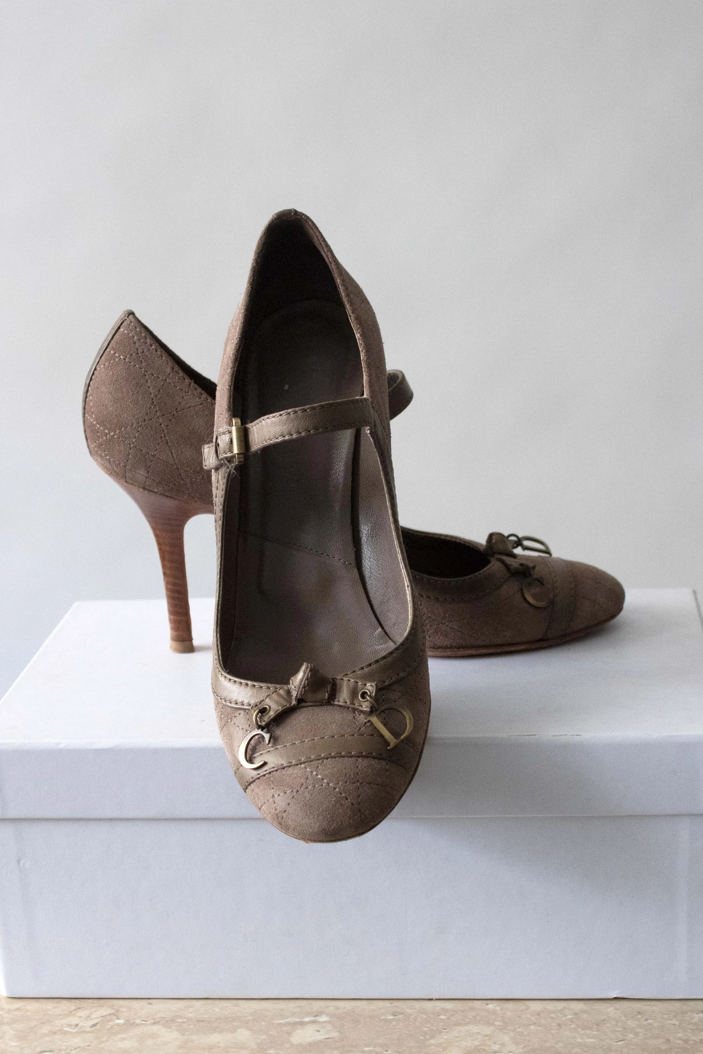 Christian Dior Grey Suede Heels