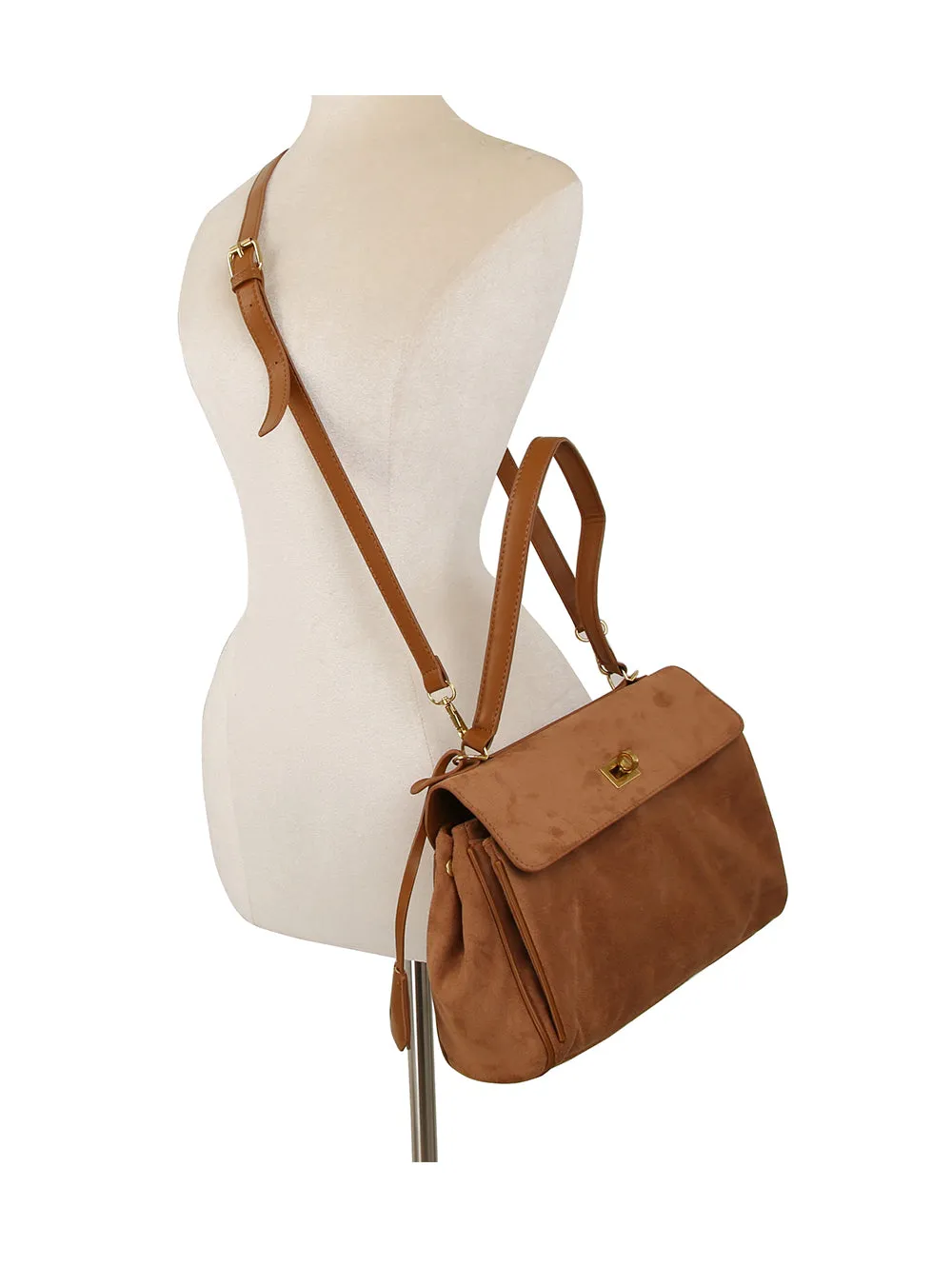 Classic Suede Flap Satchel