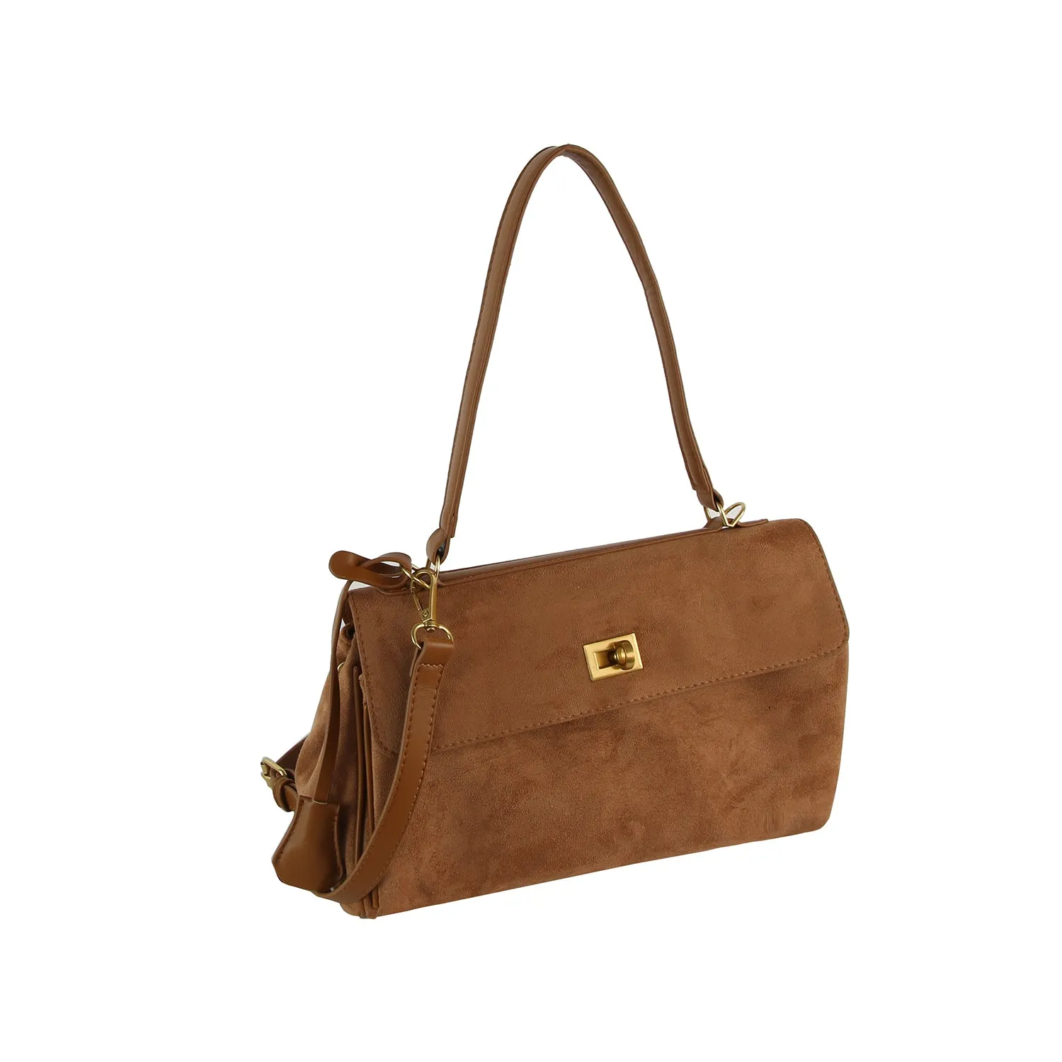 Classic Suede Flap Satchel