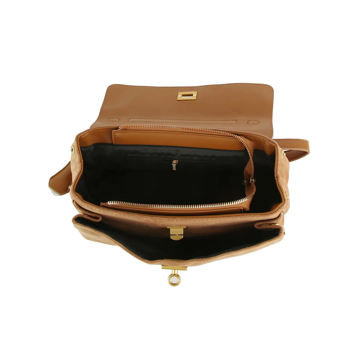 Classic Suede Flap Satchel