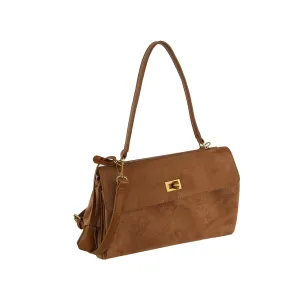 Classic Suede Flap Satchel