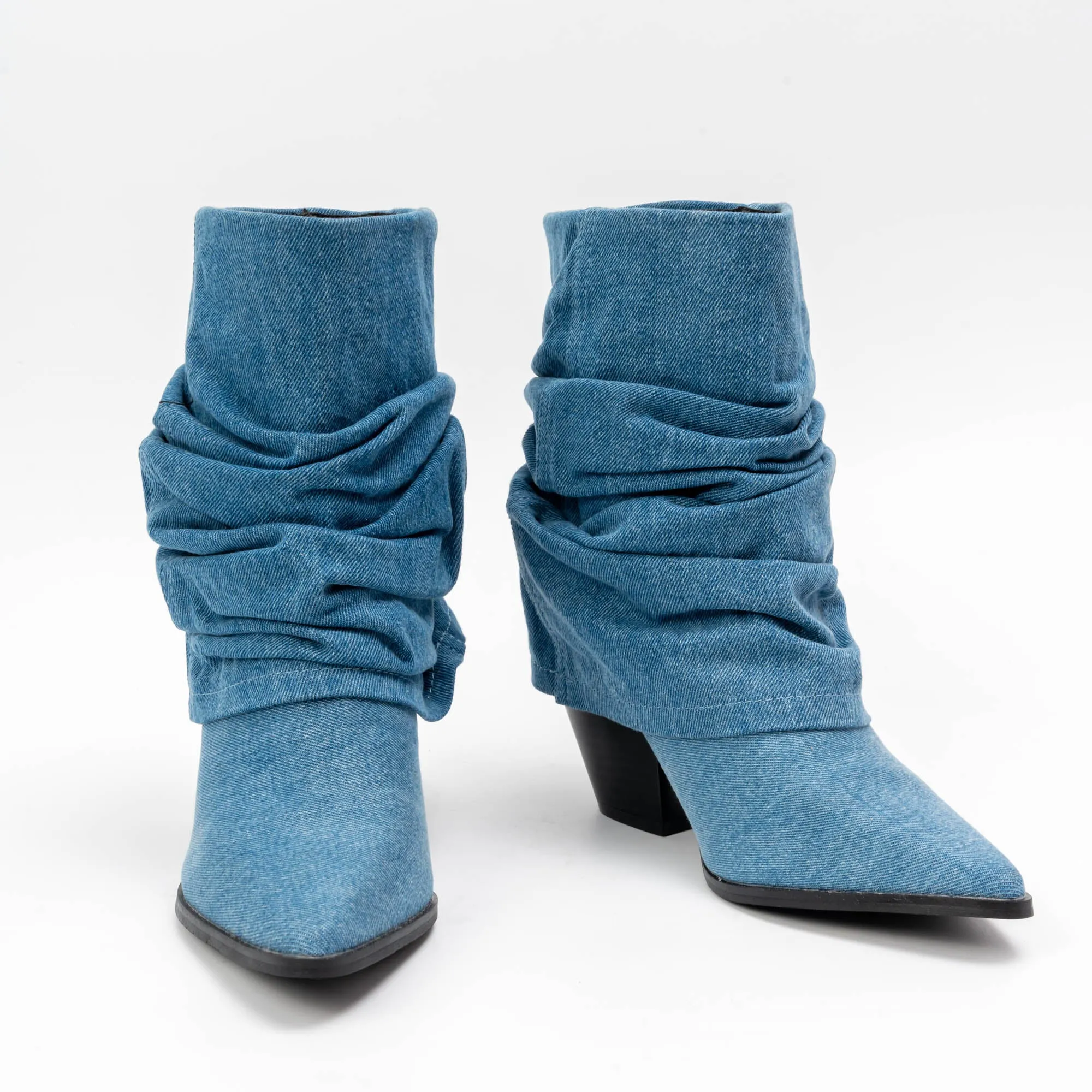 Denim Dream - Blue Foldover Boots