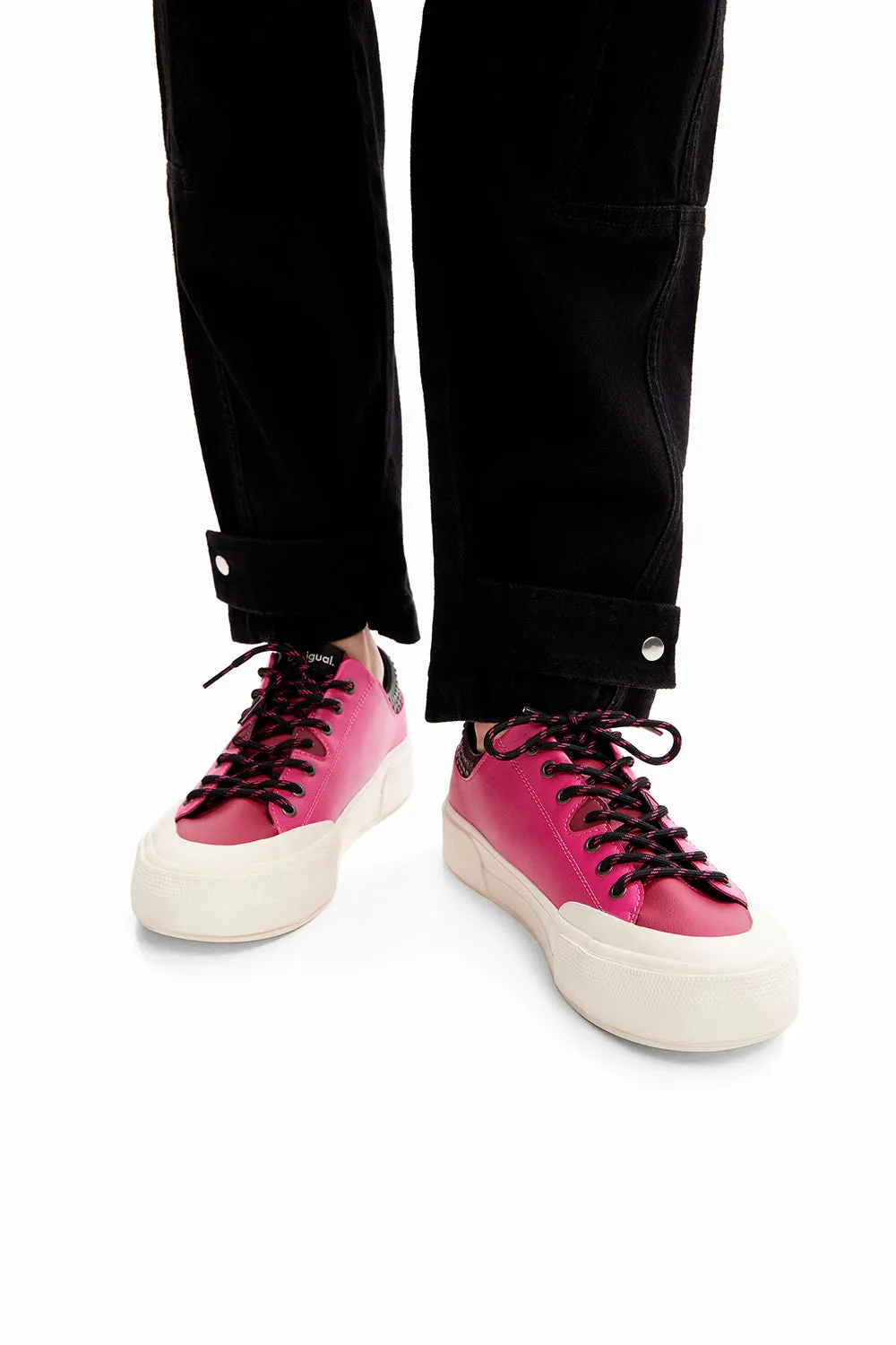 Desigual Floral Platform Sneakers Fuscia