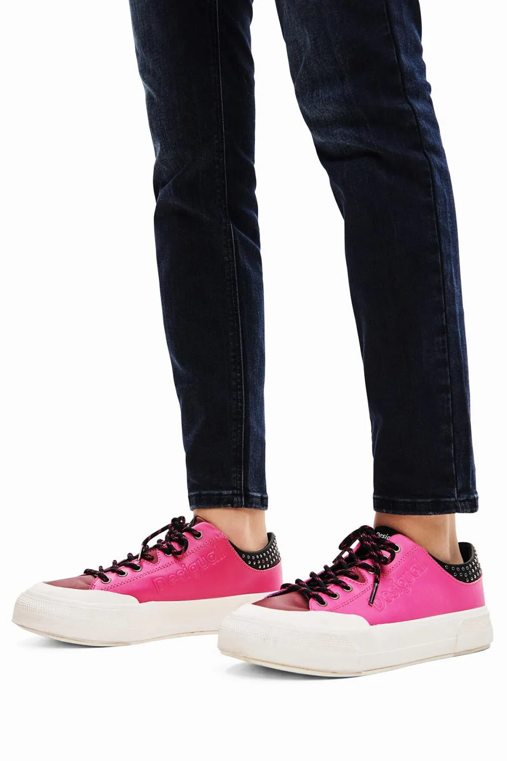 Desigual Floral Platform Sneakers Fuscia