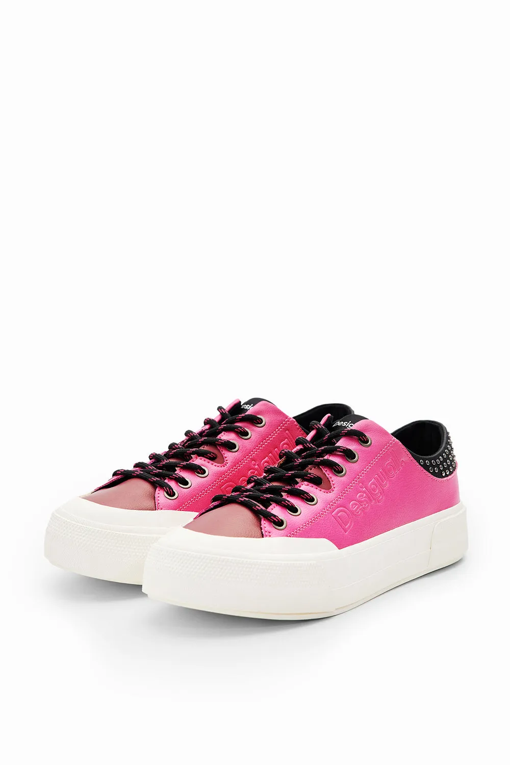 Desigual Floral Platform Sneakers Fuscia