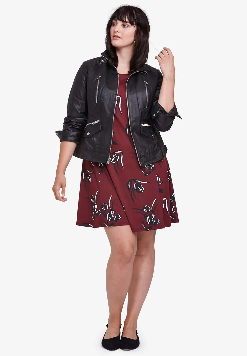 ellos Plus Size Madison Knit Three-Quarter Sleeve Dress