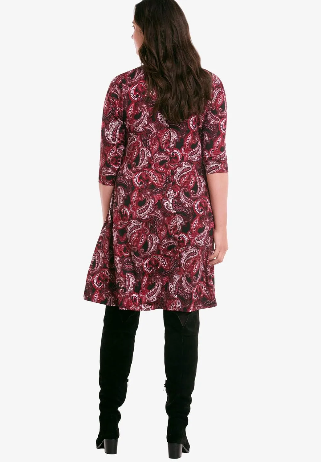 ellos Plus Size Madison Knit Three-Quarter Sleeve Dress