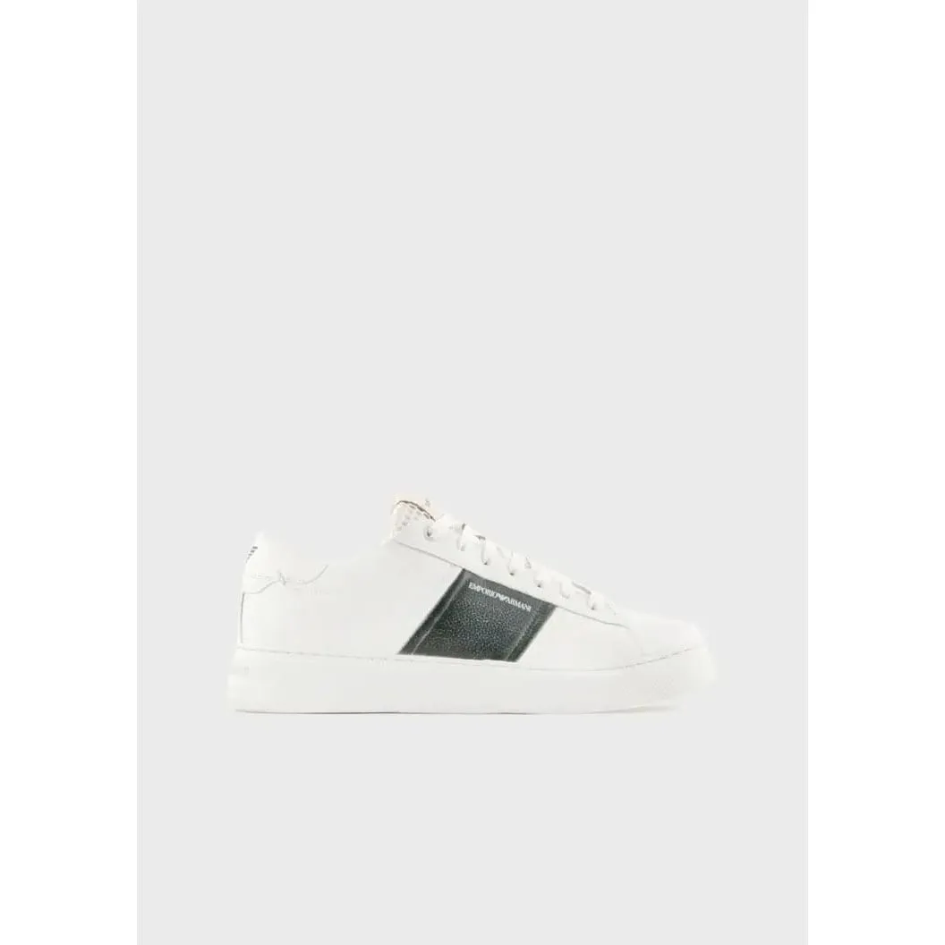 EMPORIO ARMANI COLOR-BLOCK LEATHER SNEAKERS