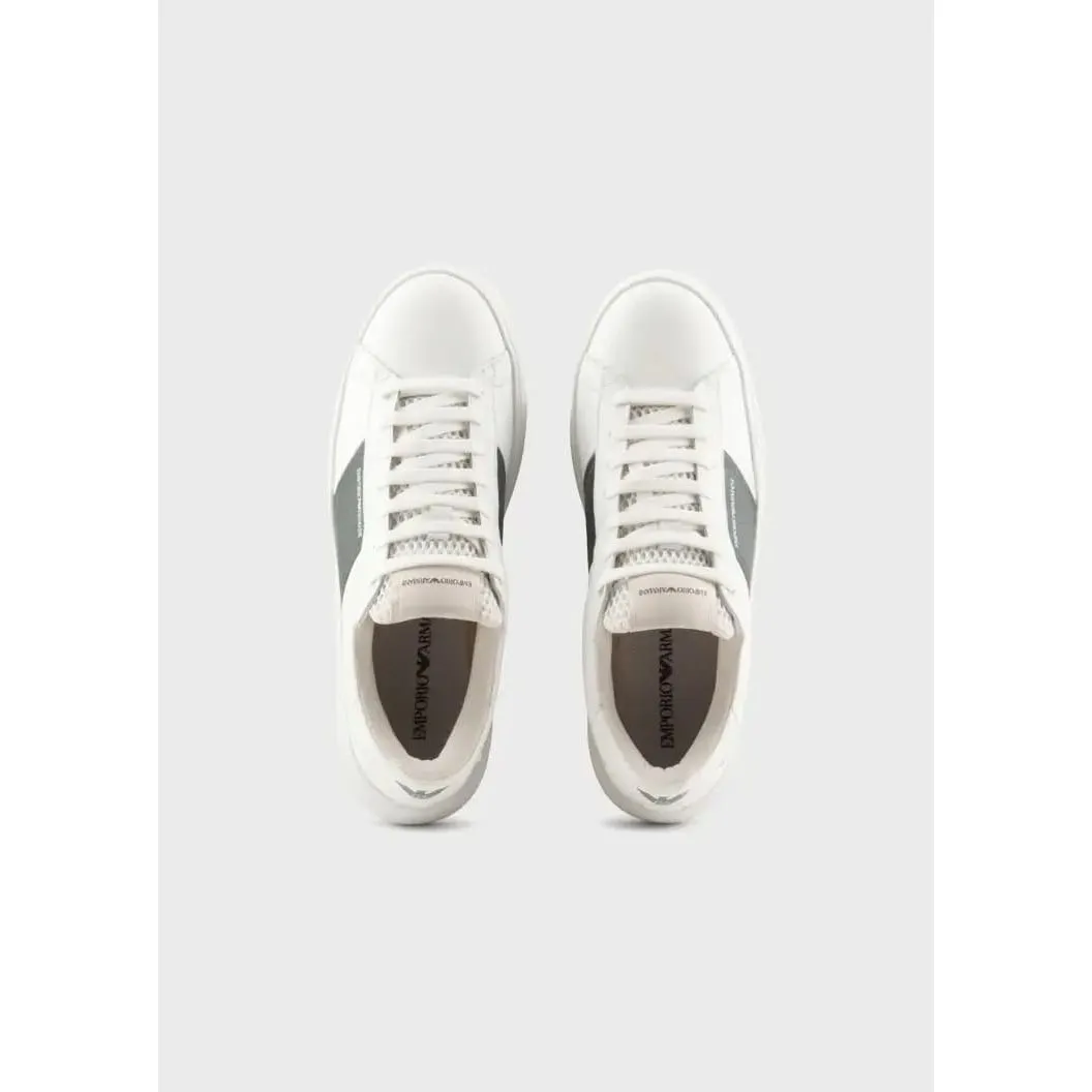EMPORIO ARMANI COLOR-BLOCK LEATHER SNEAKERS
