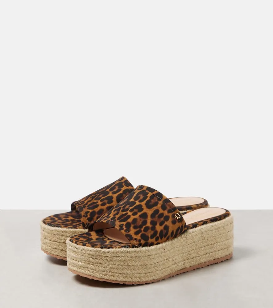 Gianvito Rossi Leopard-print suede espadrille slides