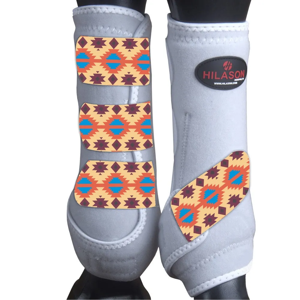 Hilason Horse Medicine Sports Boots Rear Hind Leg White Aztec
