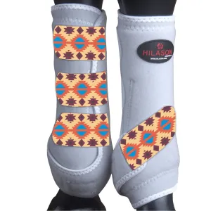 Hilason Horse Medicine Sports Boots Rear Hind Leg White Aztec
