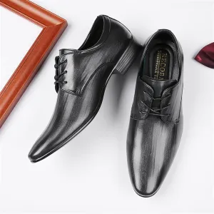 HOOENG Oxford Shoes for Men Lace Up Burnished Pointed Toe Derby Shoes Vegan Leather Rubber Sole Anti-Slip Block Heel Slip Resistant Low Top Party (Color : Black, Size : 10.5)