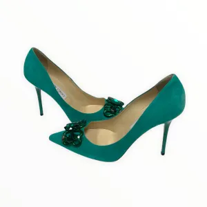 JIMMY CHOO EMERALD ABEL SUEDE PUMPS SIZE 39