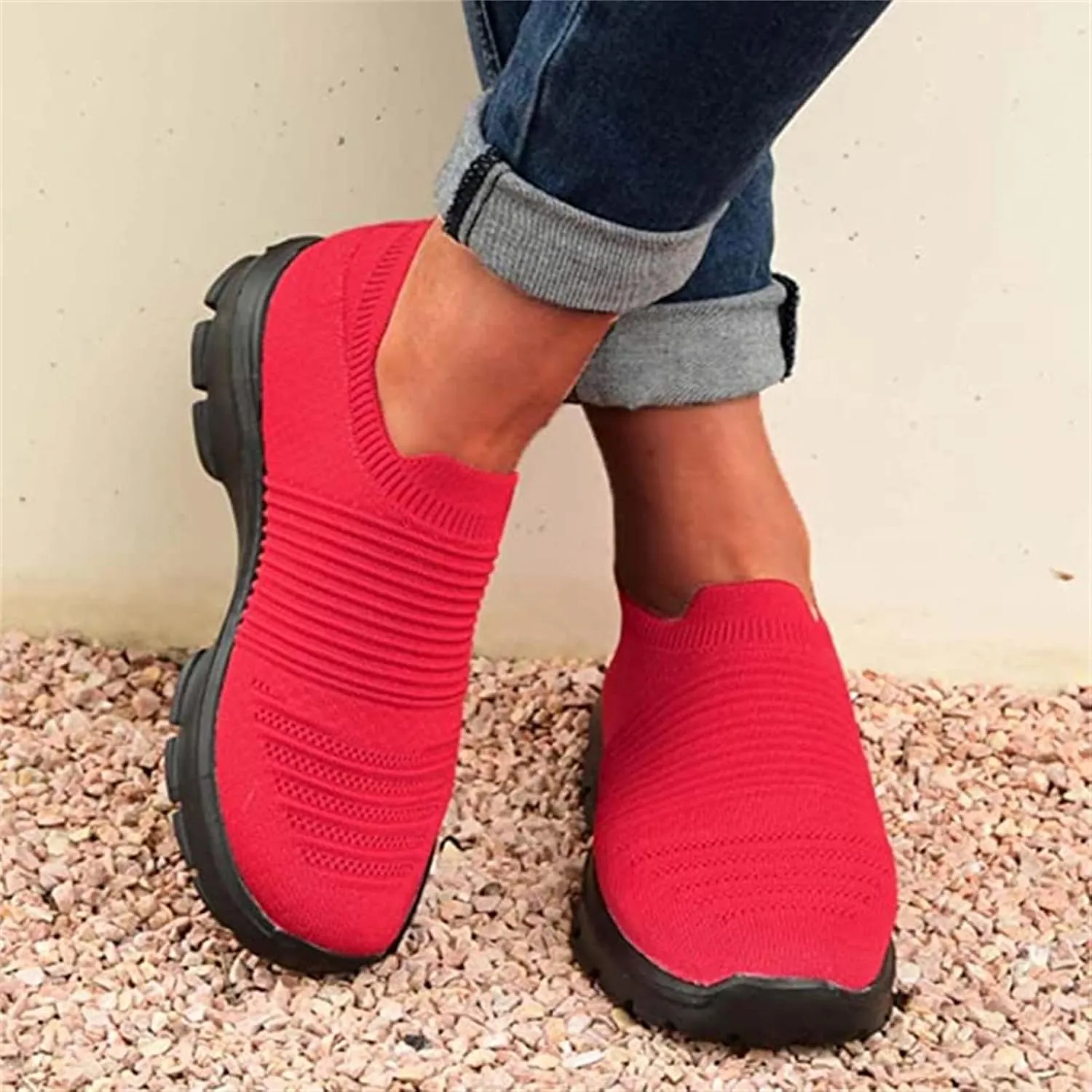 Ladmiple Sneakers For Women Slip On Walking Shoes Non Slip Fashion Casual Dressy Summer Fashion Comfortable Flats Loafer