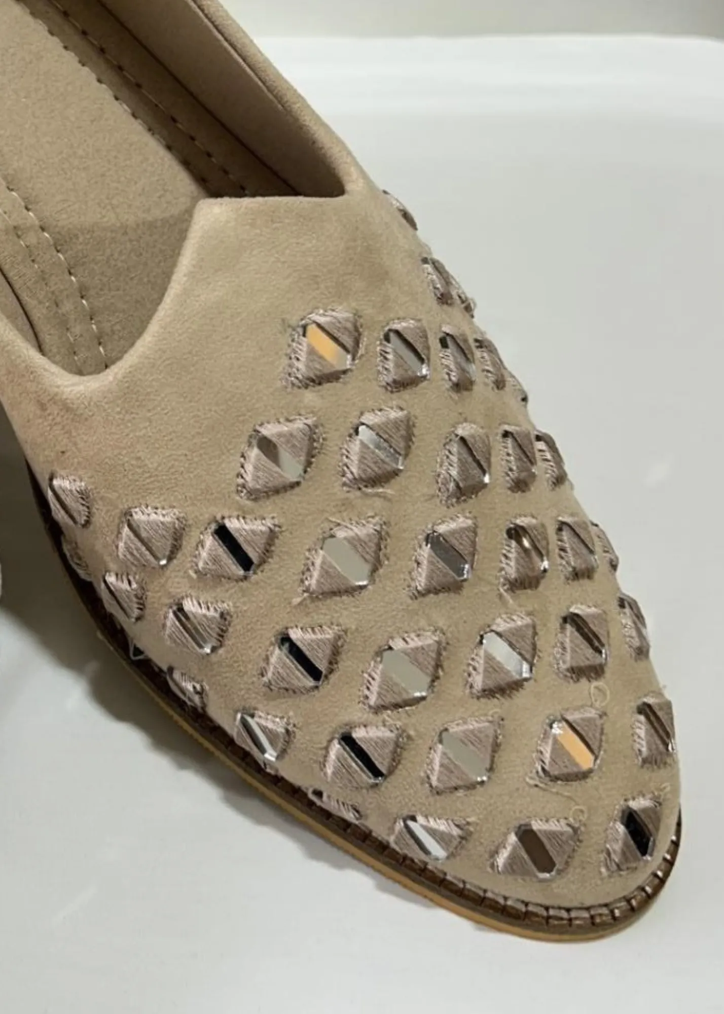 LIGHT GOLDEN MIRRORWORK LOAFER SHOES FOR MEN