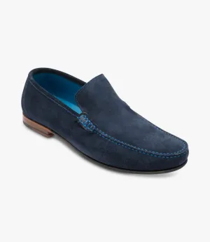 Loake Men's Nicholson Leather Moccasin Shoes Navy Suede