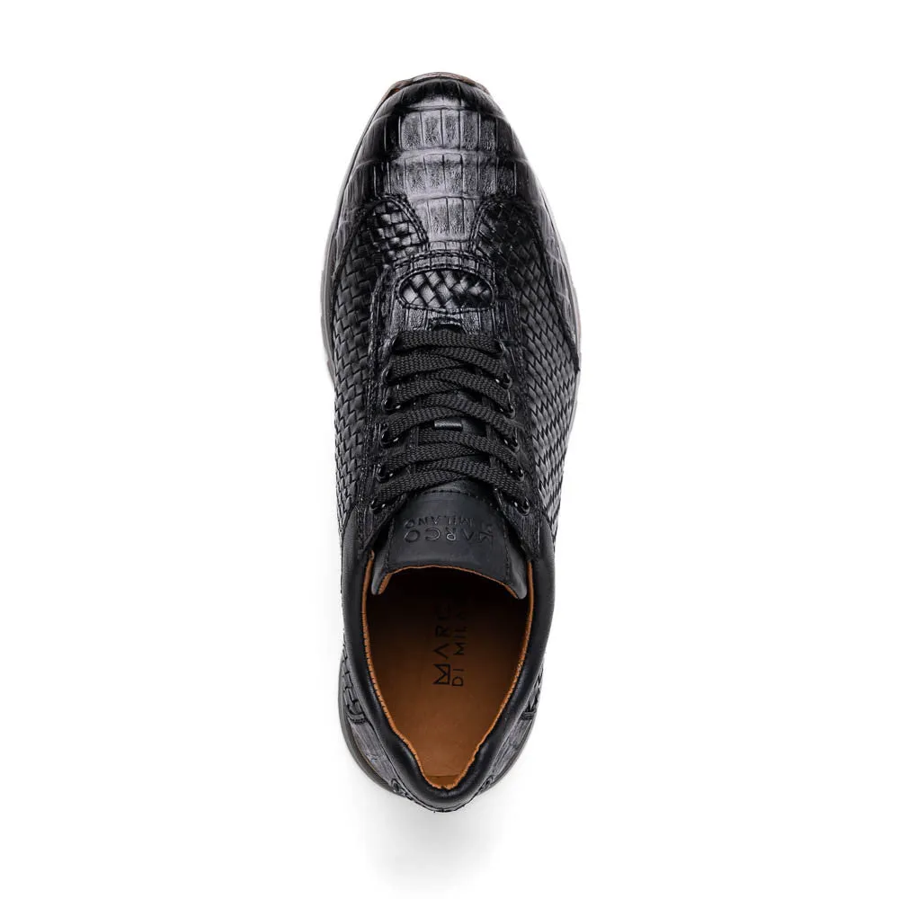Marco Di Milano Roma Black Caiman Fashion Sneakers
